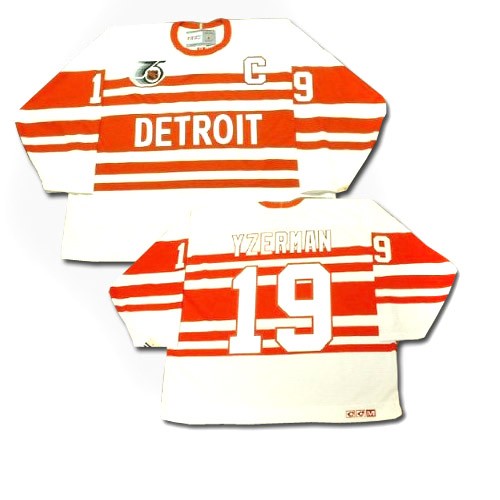 CCM Detroit Red Wings NO.19 Steve Yzerman Men's Jersey (White Authentic Throwback) CCM Detroit Red Wings NO.19 Steve Yzerman Men's Jersey (White Authentic Throwback)
