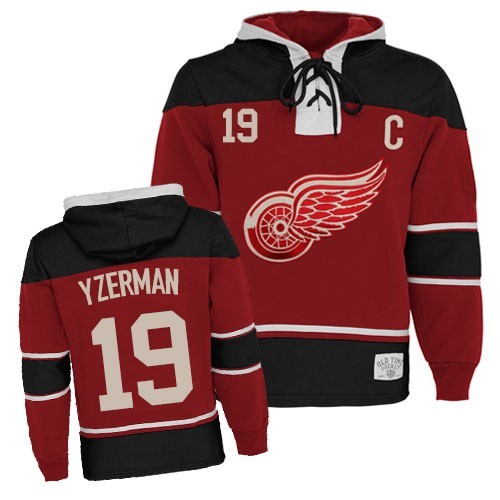 Old Time Hockey Detroit Red Wings NO.19 Steve Yzerman Men's Jersey (Red Authentic Sawyer Hooded Sweatshirt) Old Time Hockey Detroit Red Wings NO.19 Steve Yzerman Men's Jersey (Red Authentic Sawyer Hooded Sweatshirt)