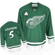 Reebok Detroit Red Wings NO.5 Nicklas Lidstrom Men's Jersey (Green Authentic St Patty's Day)