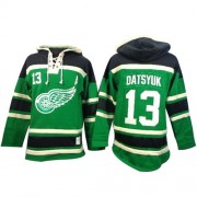 Old Time Hockey Detroit Red Wings NO.13 Pavel Datsyuk Men's Jersey (Green Authentic St. Patrick's Day McNary Lace Hoodie)