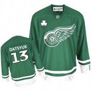 Reebok Detroit Red Wings NO.13 Pavel Datsyuk Men's Jersey (Green Authentic St Patty's Day)