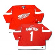CCM Detroit Red Wings NO.1 Terry Sawchuk Men's Jersey (Red Authentic Throwback)