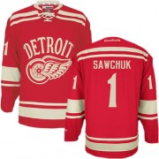 Reebok Detroit Red Wings NO.1 Terry Sawchuk Men's Jersey (Red Premier 2014 Winter Classic)