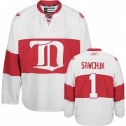 Reebok Detroit Red Wings NO.1 Terry Sawchuk Men's Jersey (White Authentic Third)