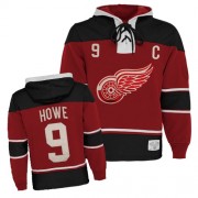 Old Time Hockey Detroit Red Wings NO.9 Gordie Howe Men's Jersey (Red Authentic Sawyer Hooded Sweatshirt)