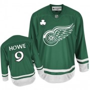 Reebok Detroit Red Wings NO.9 Gordie Howe Men's Jersey (Green Authentic St Patty's Day)