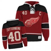 Old Time Hockey Detroit Red Wings NO.40 Henrik Zetterberg Men's Jersey (Red Authentic Sawyer Hooded Sweatshirt)